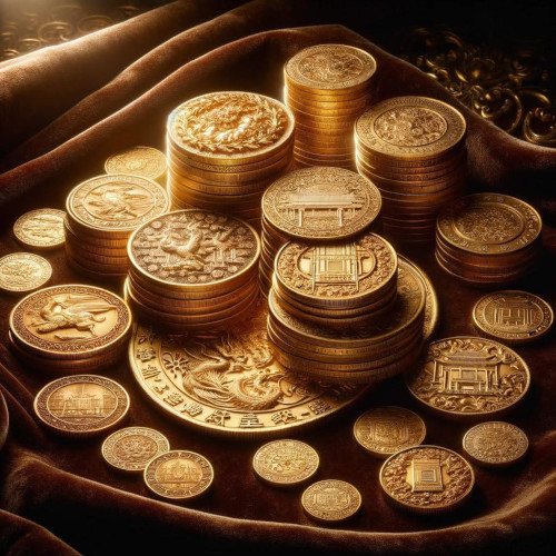 Złote monety z różnych zakątków świata