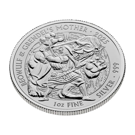 Srebrna Moneta Beowulf and Grendel z serii Mity i Legendy 1 uncja 2025