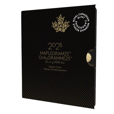 Złota Moneta Liść Klonowy 25 x 1g MapleGram 2025