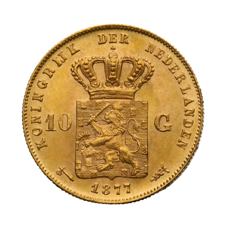 Złota moneta 10 Guldenów Holenderskich