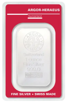 Sztabka srebra 1 uncja Argor-Heraeus LBMA