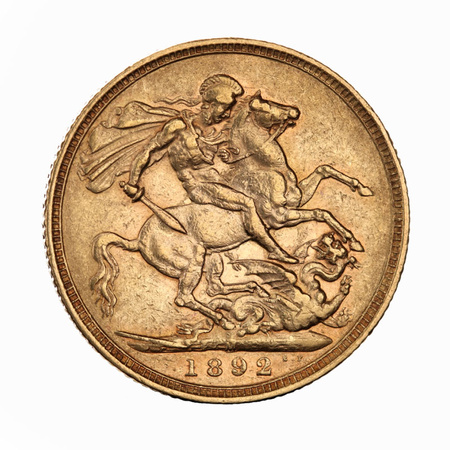 Złota Moneta Suweren Królowa Wiktoria Jubileusz 1887 - 1893