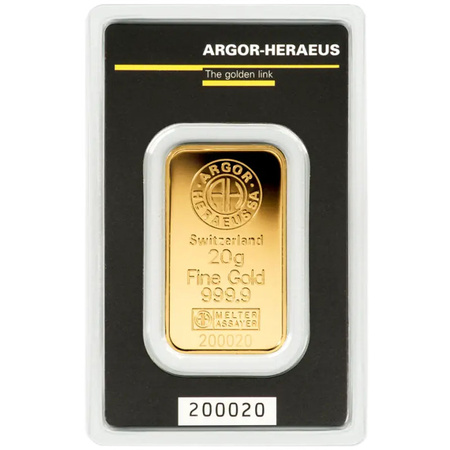 20g Sztabka złota Argor-Heraeus LBMA
