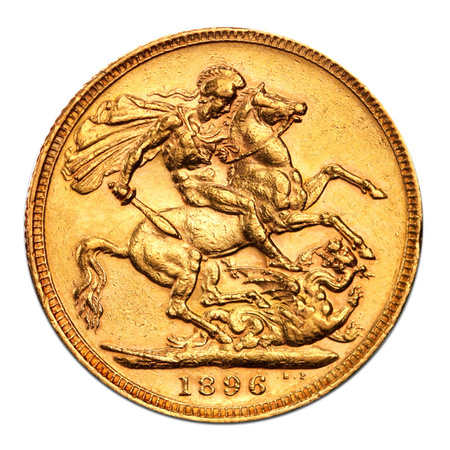 Złota Moneta Suweren Królowa Wiktoria Stara Głowa 1893 - 1901