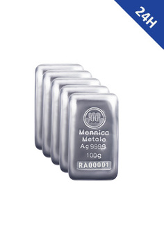100g x 5 szt. Sztabki srebra o czystości 999,9 Mennica Metale