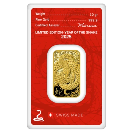 Sztabka złota Rok Węża 10g Argor-Heraeus 2025
