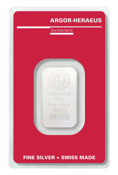 Sztabka srebra 10g Argor-Heraeus LBMA