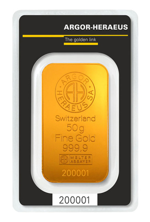 50g Sztabka złota Argor-Heraeus LBMA