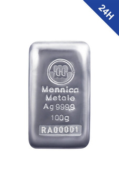 100g Sztabka Ag, czystość 999,9 Mennica Metale