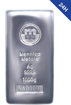 Sztabka z czystego srebra 1 kg, czystość 999,9 (4N) Mennica Metale 24h