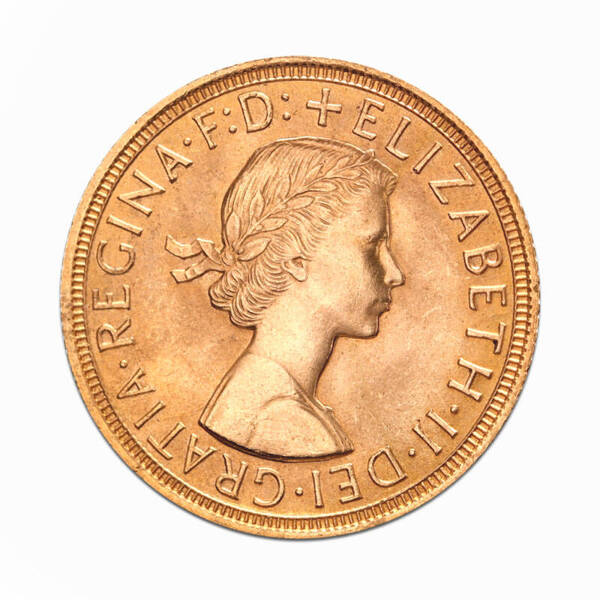 Złota Moneta Suweren Królowa Elżbieta II 1957 - 2021