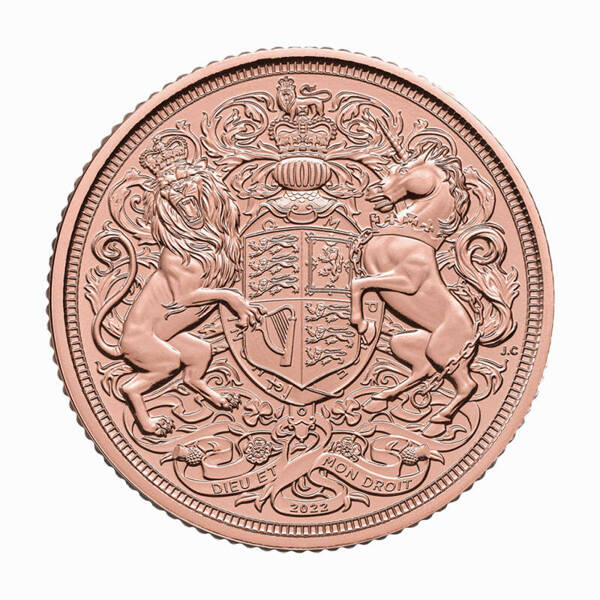 Złota moneta Pamiątkowy Suweren Karol III 2022